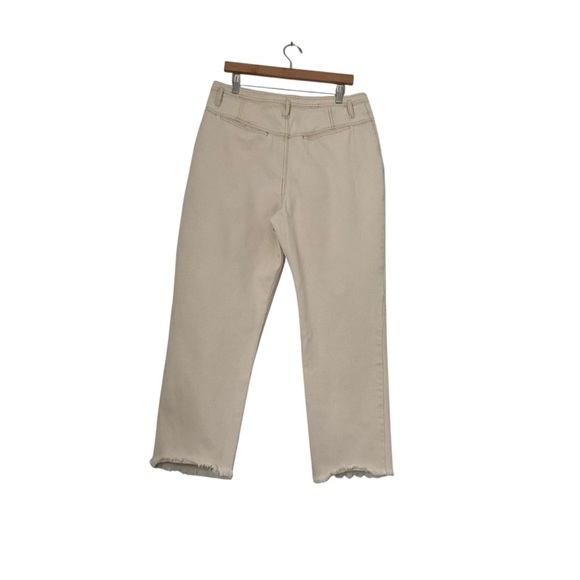 Free People We The Free Mom Jeans Sz 31 Ivory Retro Frayed Hem Pleated High Rise - Picture 2 of 12